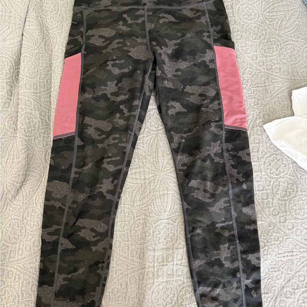 Kids Camouflage Leggings with Pink Accents